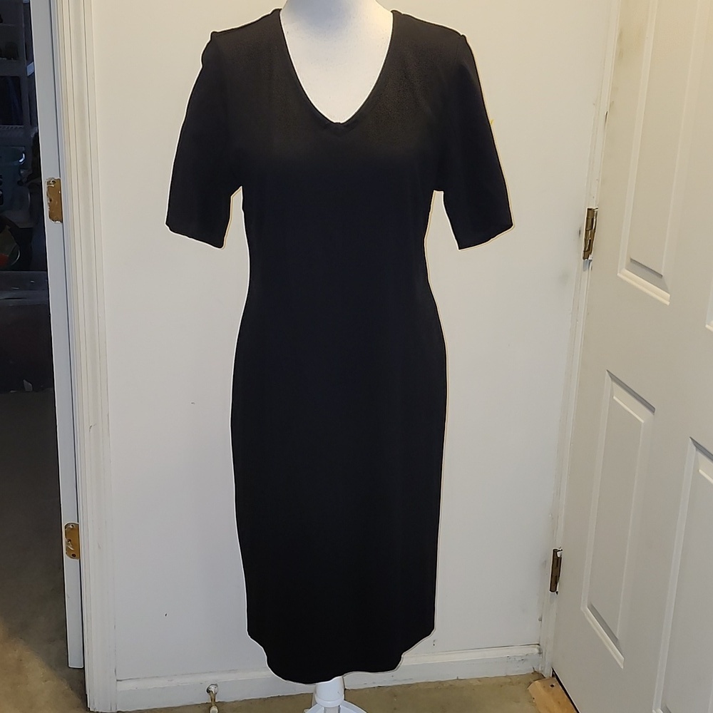 Cabi Claire Black Ponte Knit Career Sheath Dress Size 10 office modest